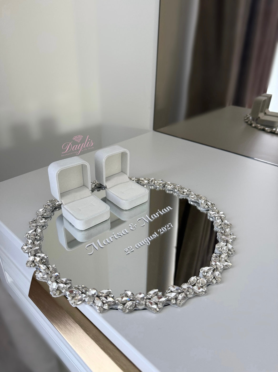 Suport personalizat tip oglinda pentru verighete - Daylis