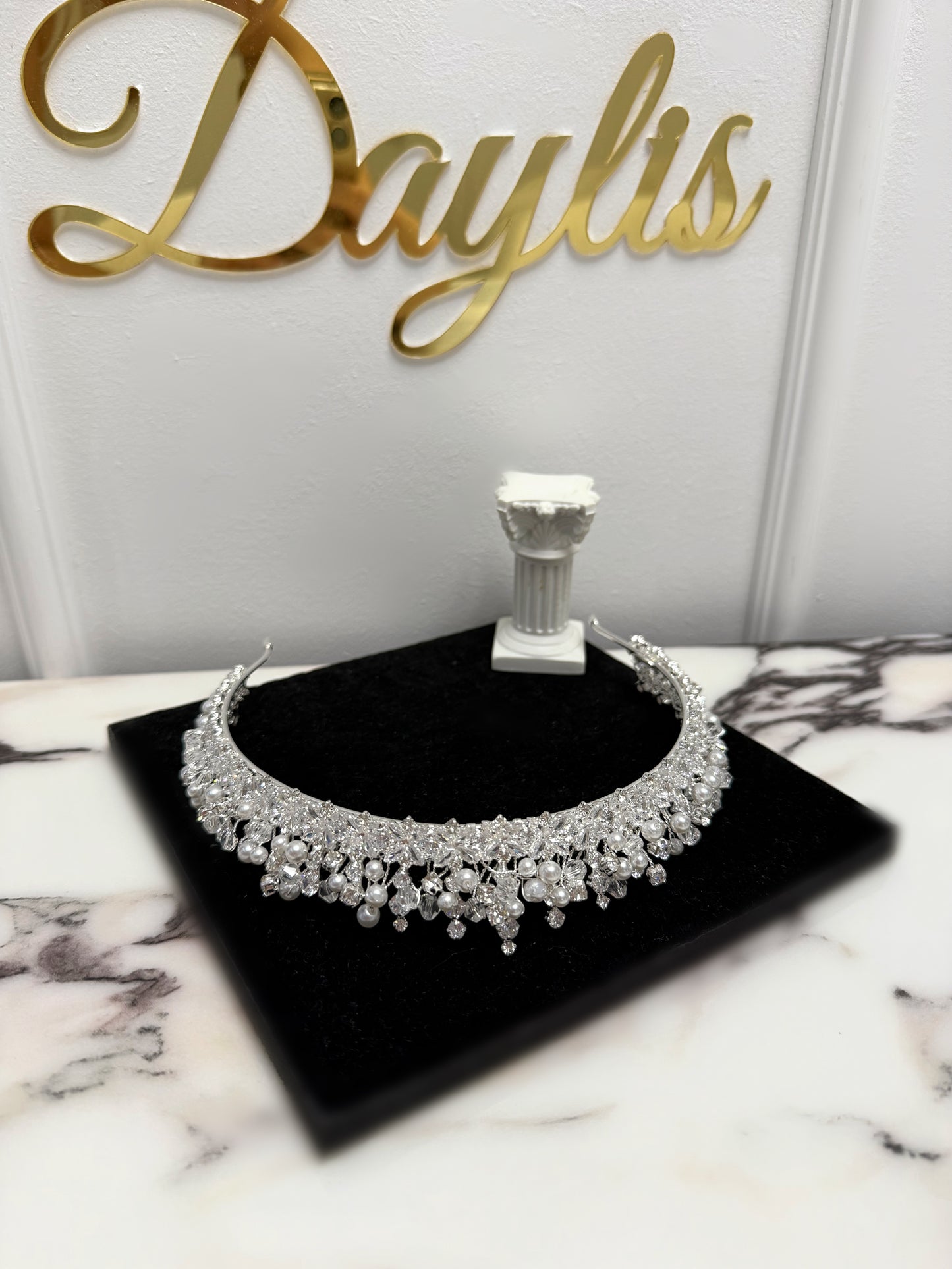 Coronita cu perle si cristale zirconiu - Ofelia Daylis