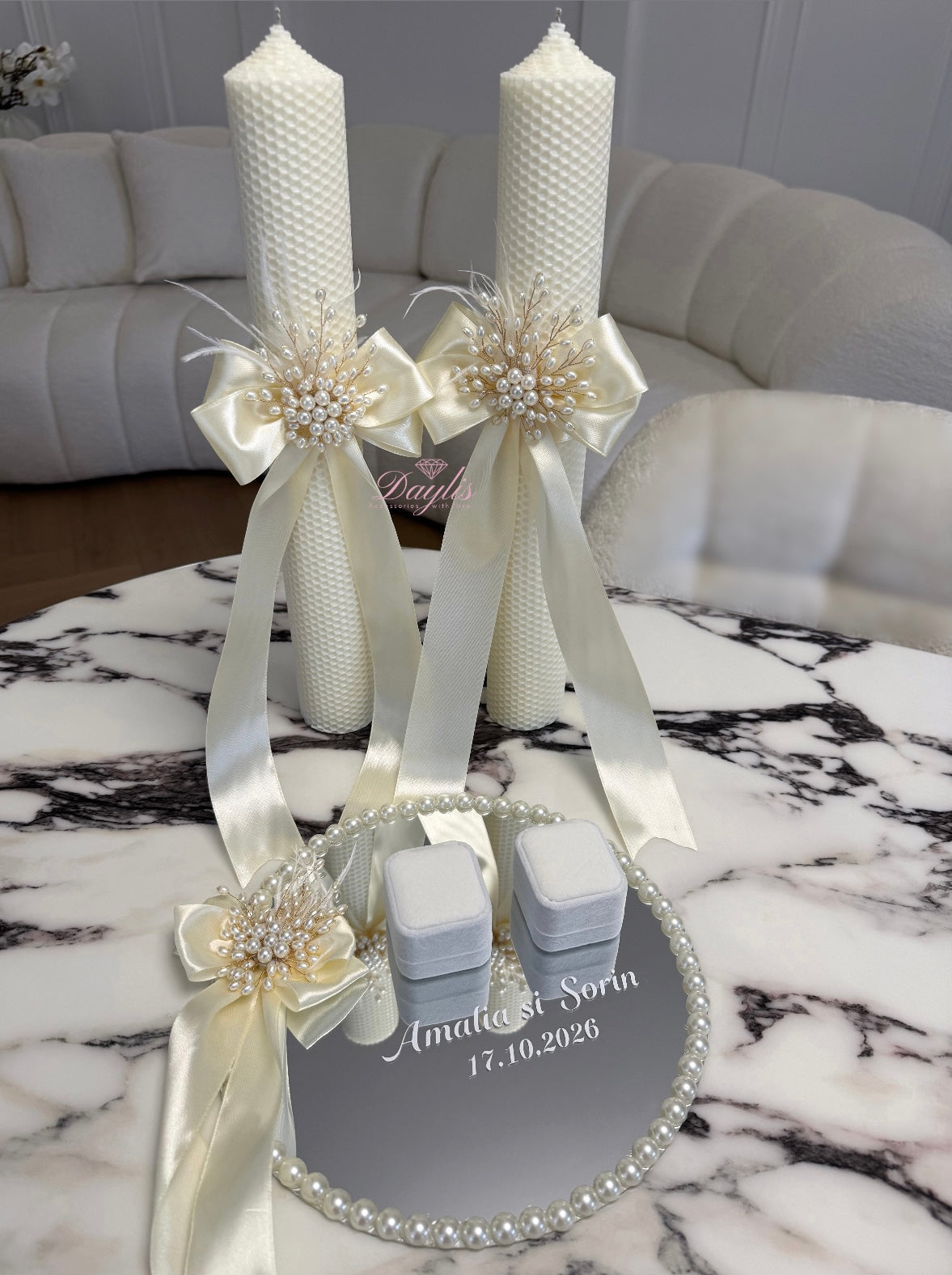 Oglinda pentru verighete personalizata Pearl - Daylis