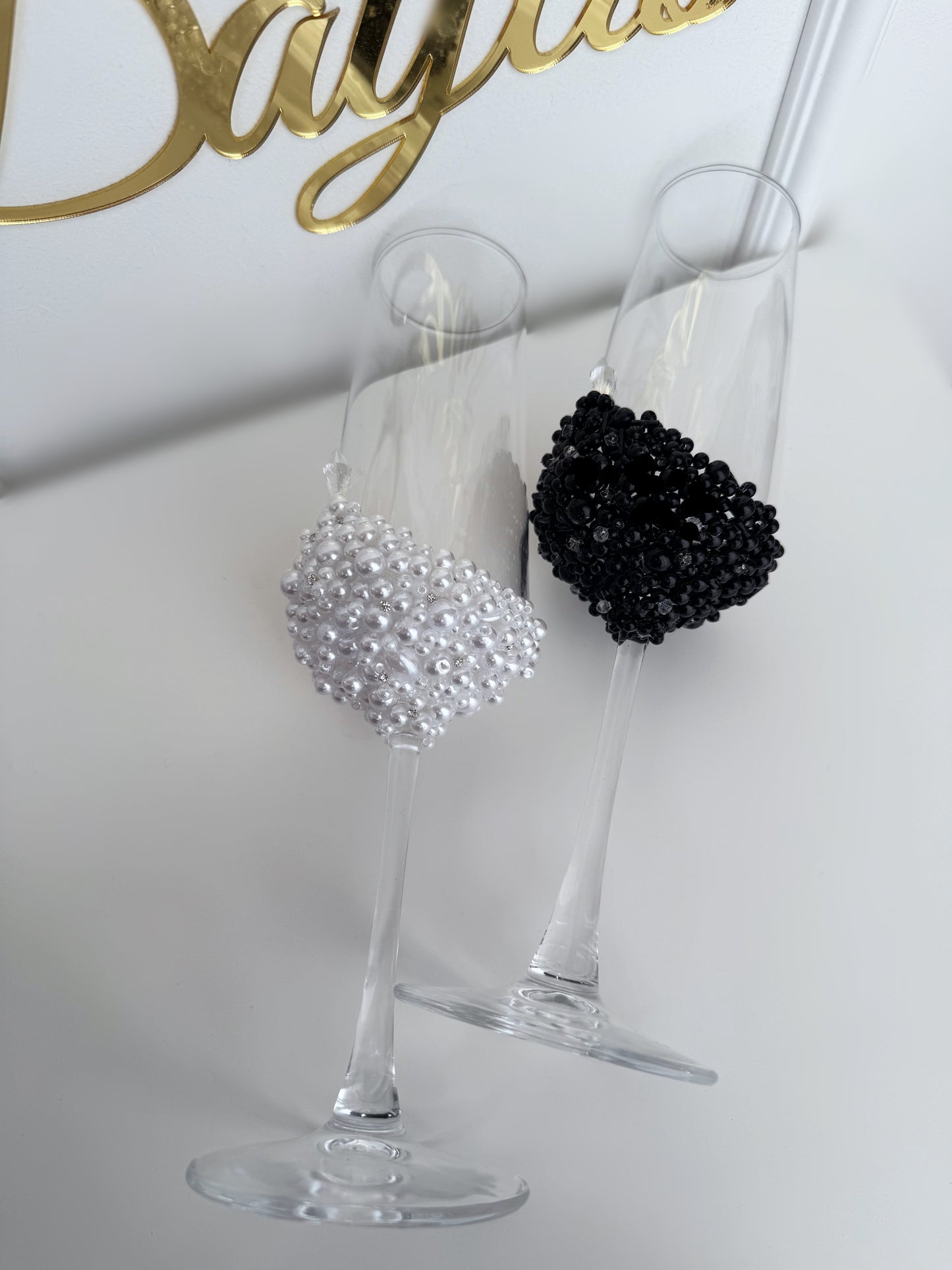 Pahare miri perle alb/negru Daylis