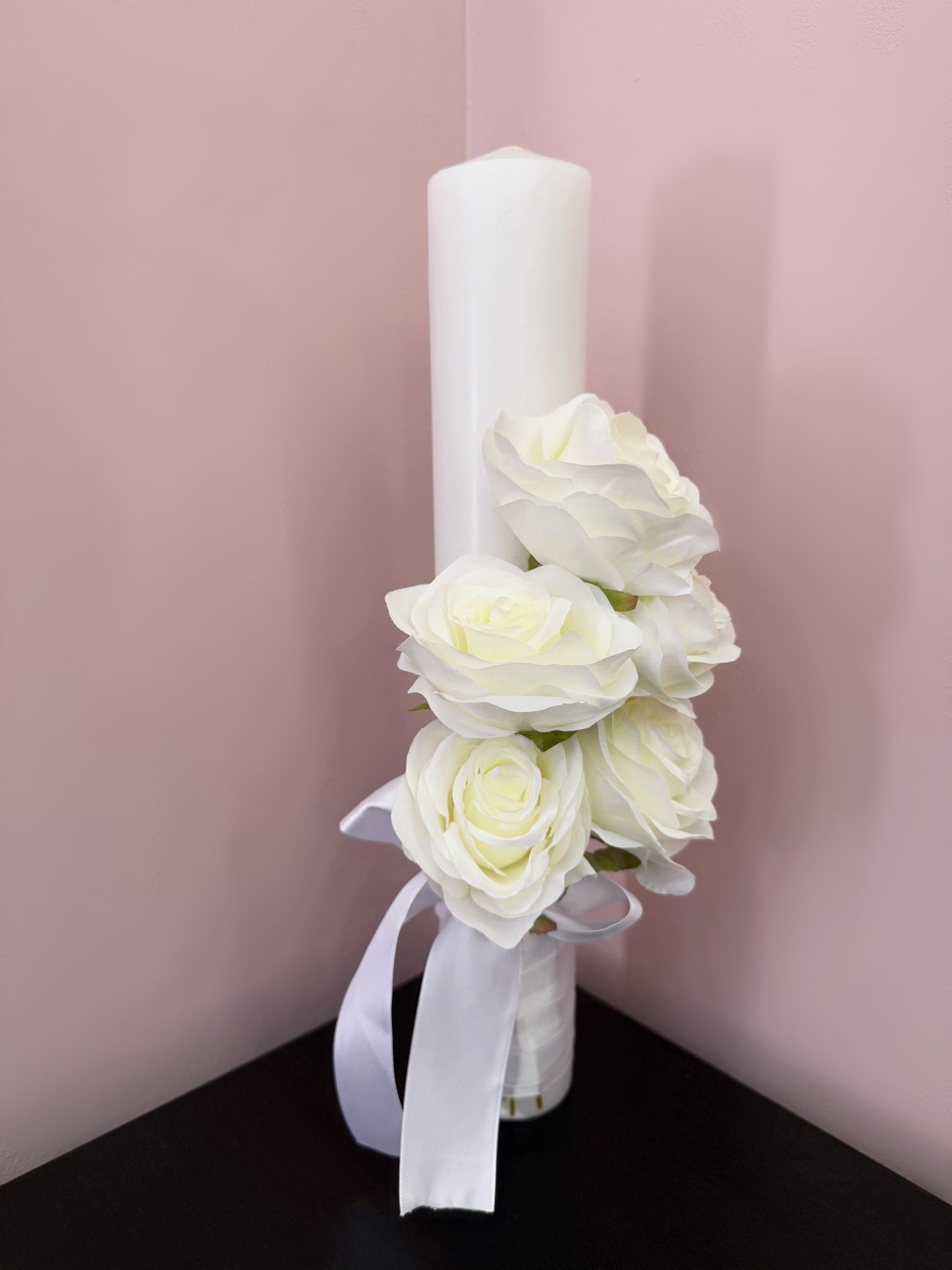 Lumânare de cununie cu trandafiri artificiali real-touch - Daylis