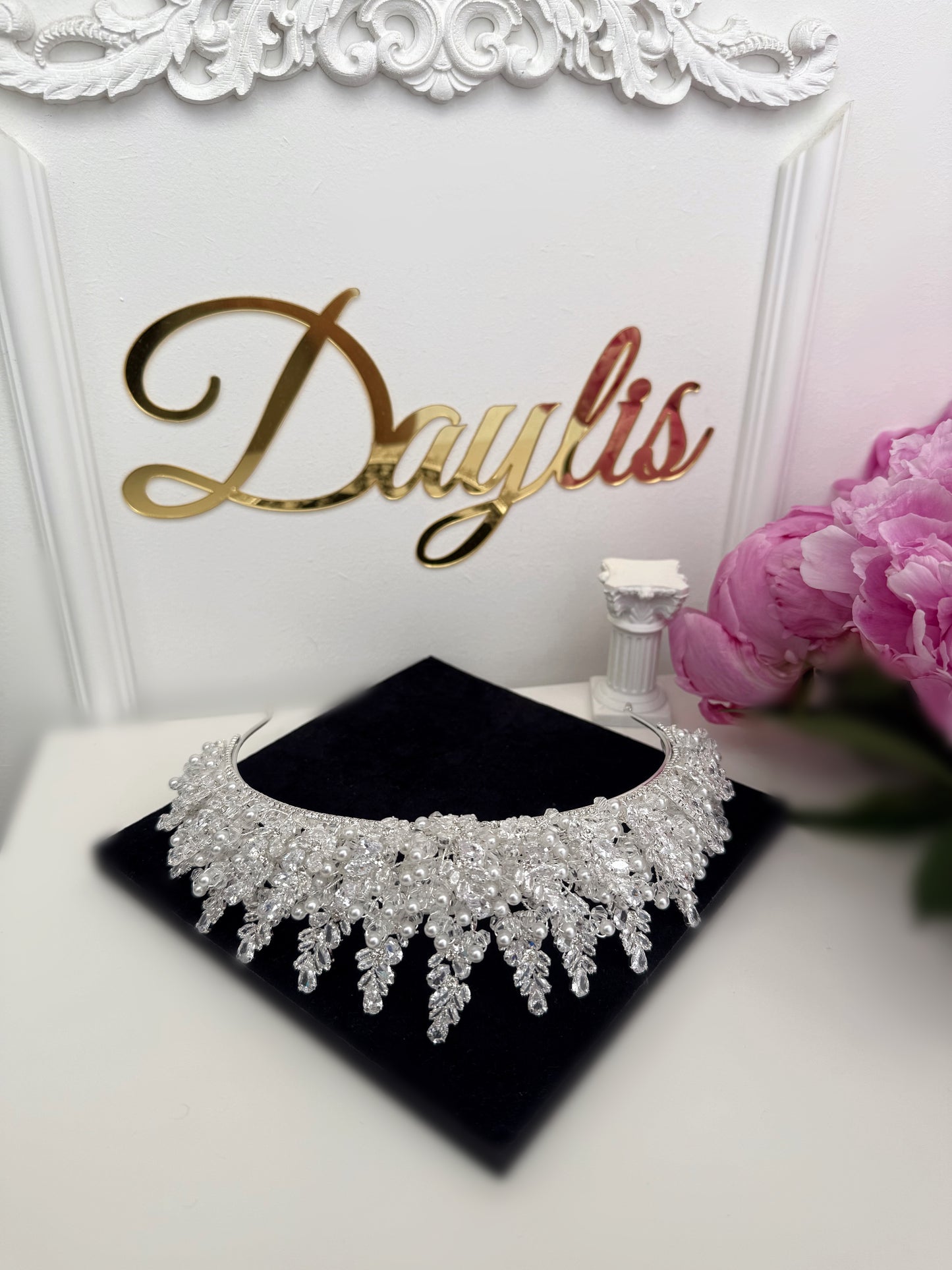 Coronita cristale zirconiu si perle Emilie - Daylis