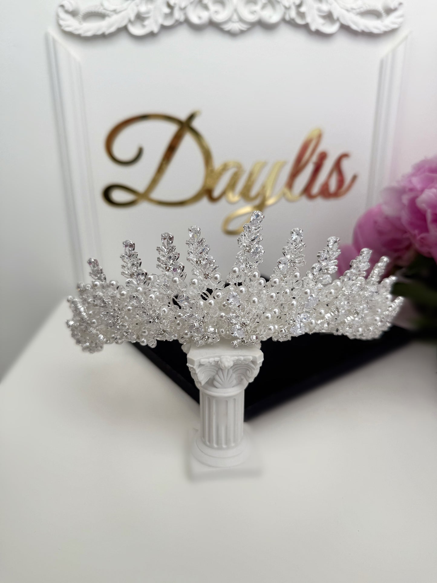 Coronita cristale zirconiu si perle Emilie - Daylis