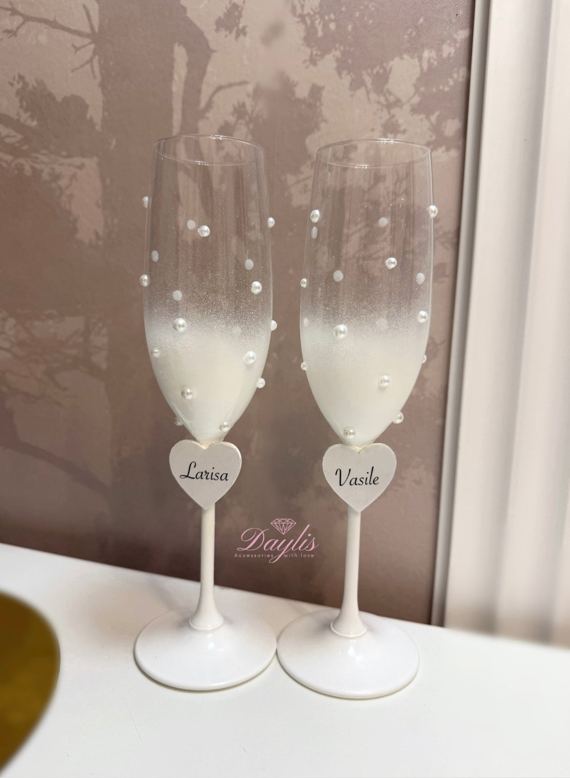 Pahare Elegance Pearl personalizate - Daylis