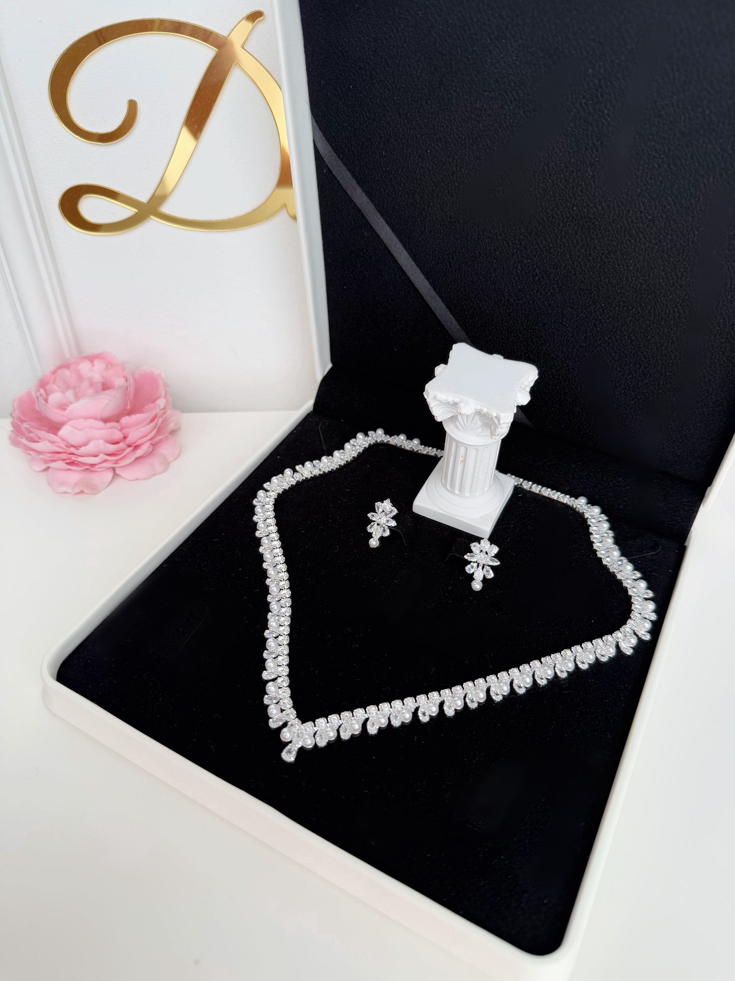 Set bijuterii cristale zirconiu si perle Serenity Daylis
