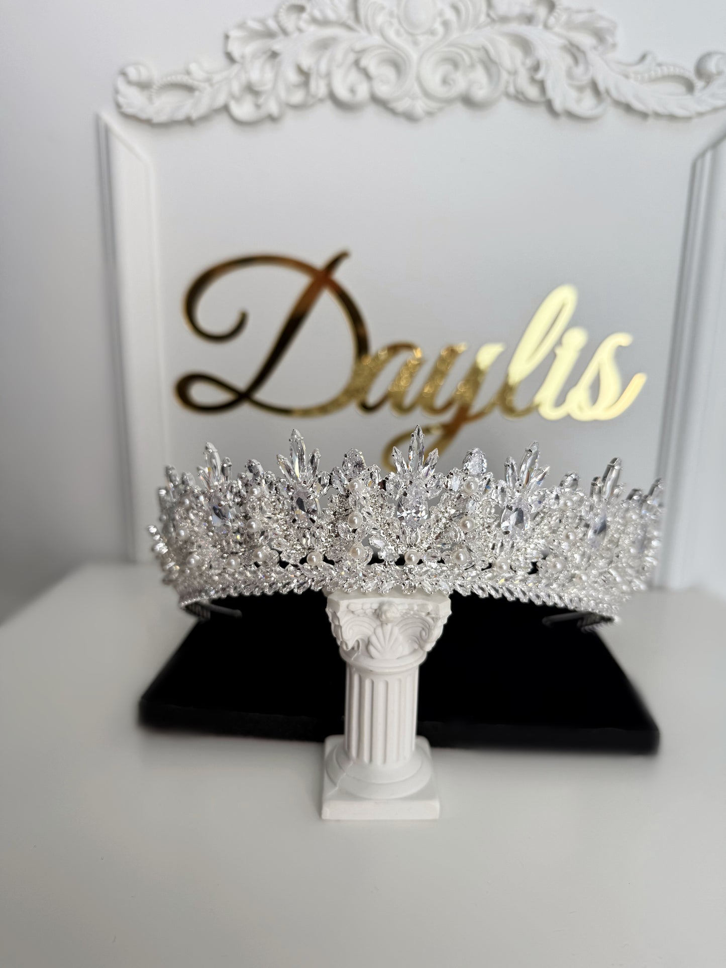 Coronita cristale zirconiu si perle Claire - Daylis