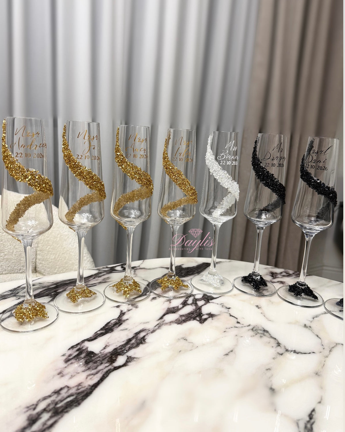 Pahare miri Black & White Crystal - Daylis