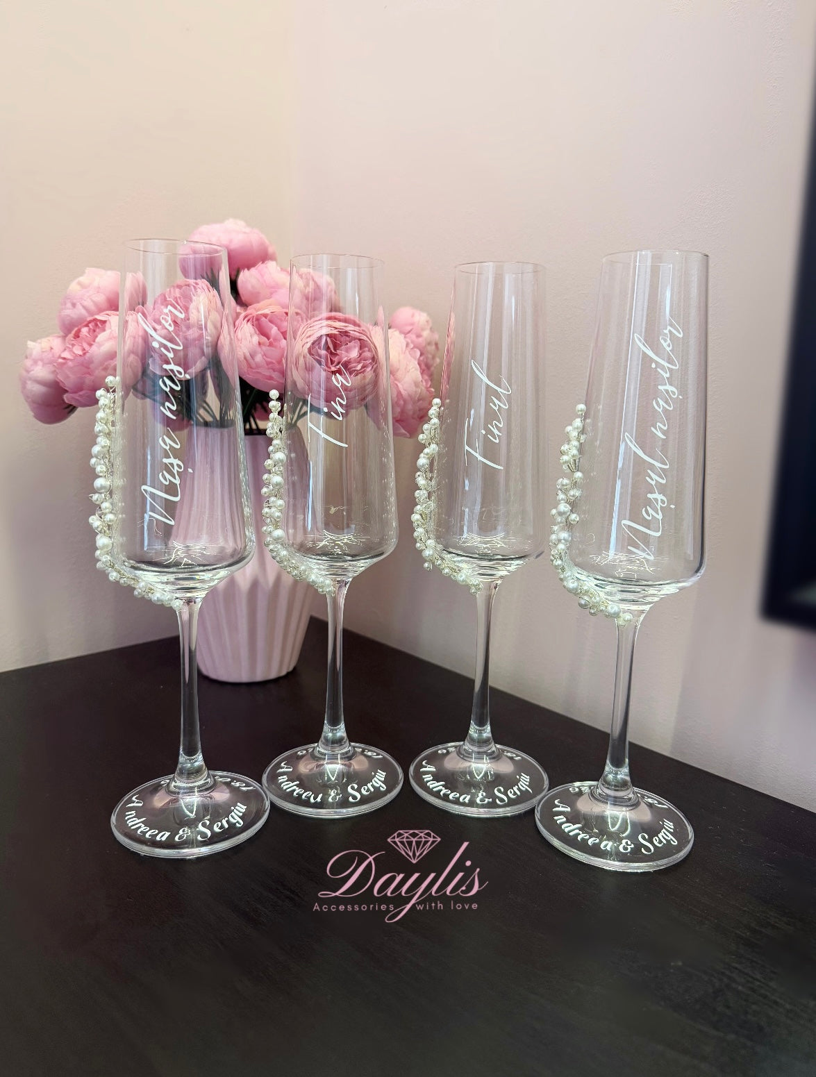 Pahare personalizate cu perle împletite - Daylis