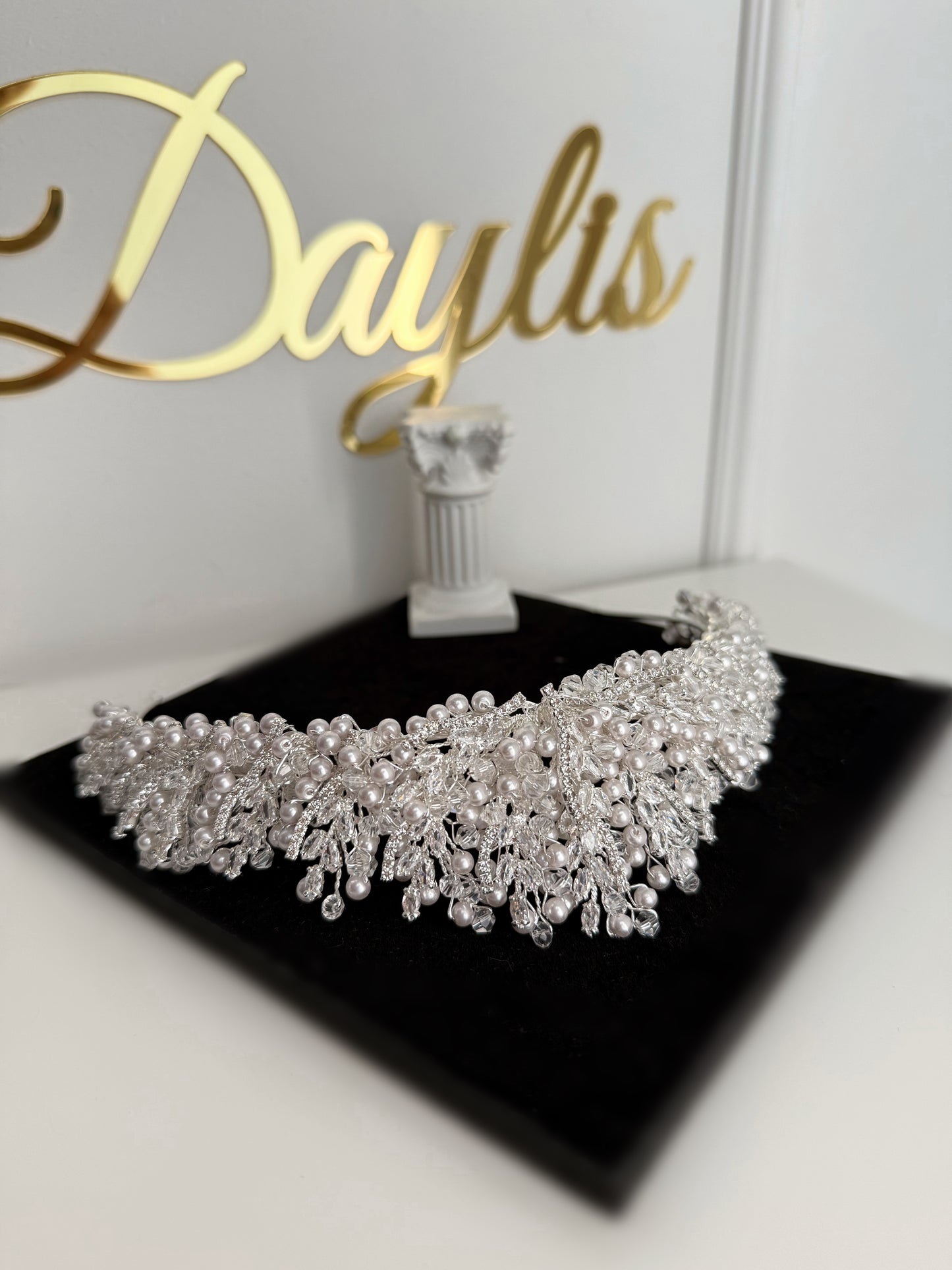 Coronita perle si cristale zirconiu Serena - Daylis