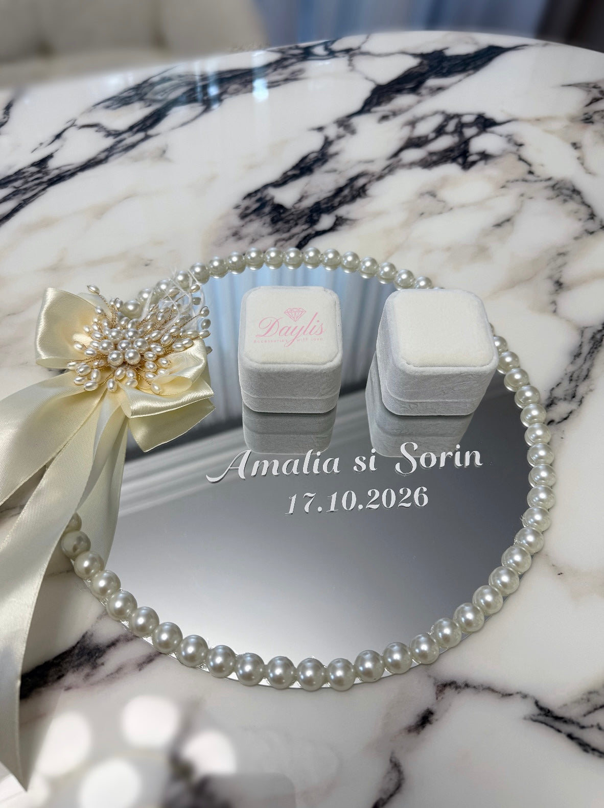 Oglinda pentru verighete personalizata Pearl - Daylis