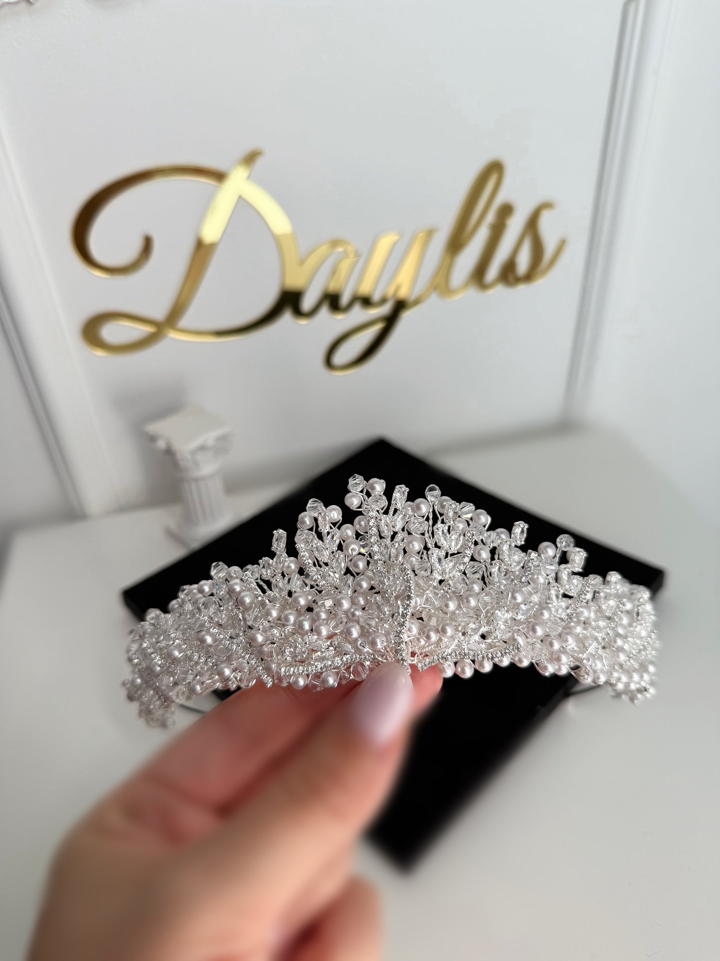 Coronita perle si cristale zirconiu Serena - Daylis