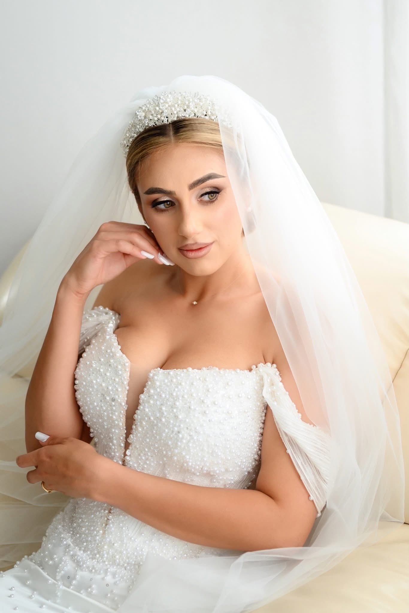 Coronita perle si cristale zirconiu Daria Medium - Daylis