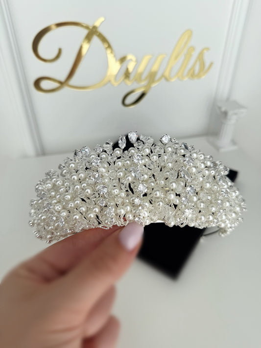 Coronita perle si cristale zirconiu Daria Large - Daylis