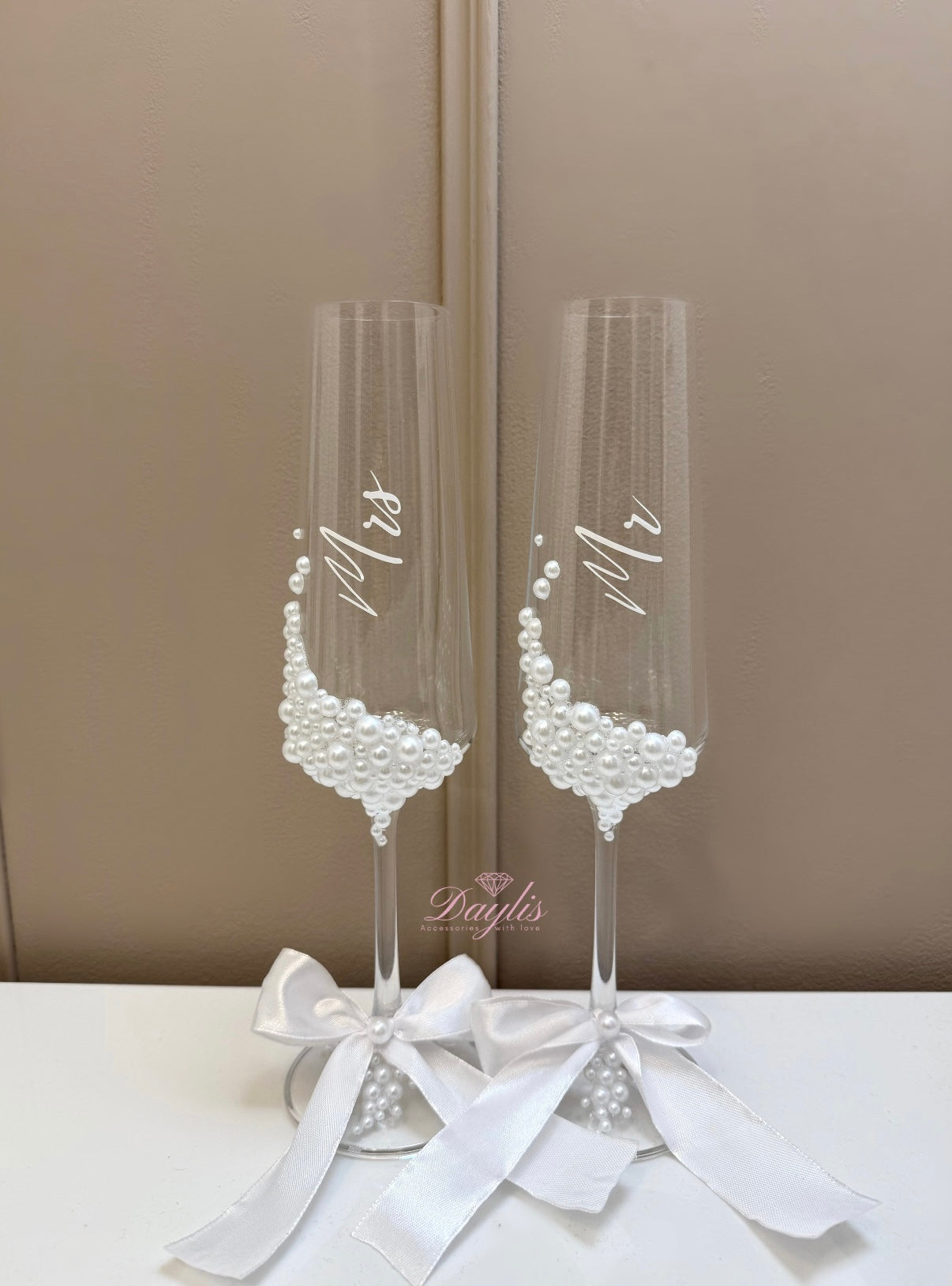 Set pahare personalizate cu perle Pearl Grace - Daylis