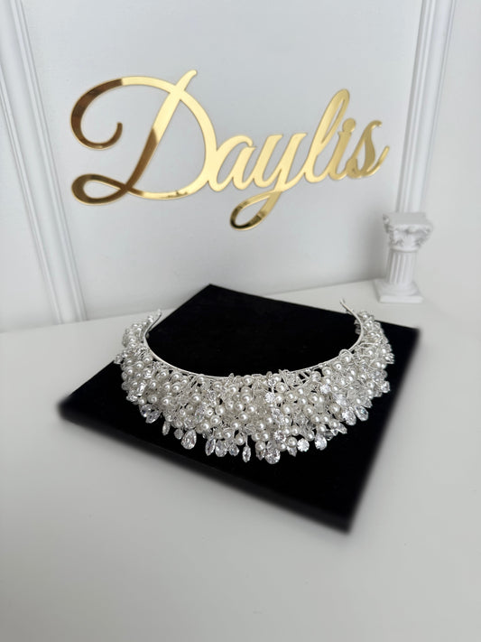 Coronita perle si cristale zirconiu Daria Medium - Daylis