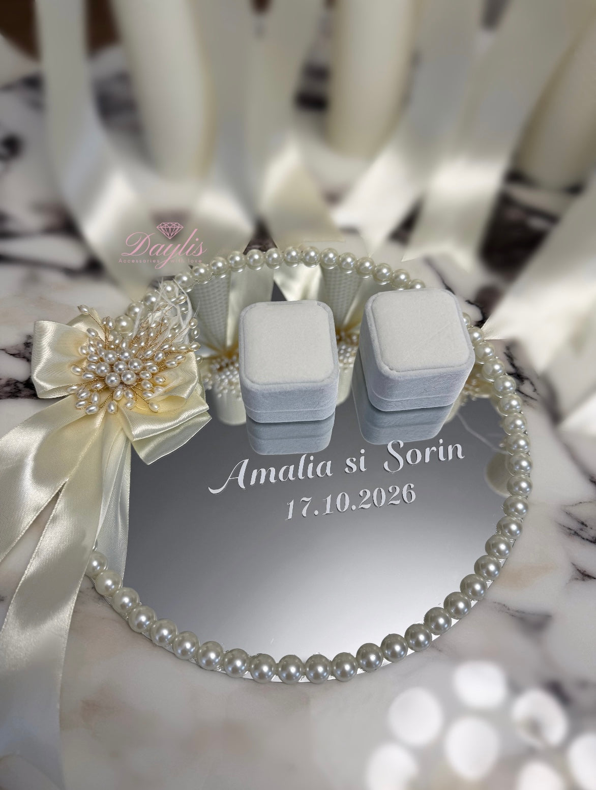 Oglinda pentru verighete personalizata Pearl - Daylis