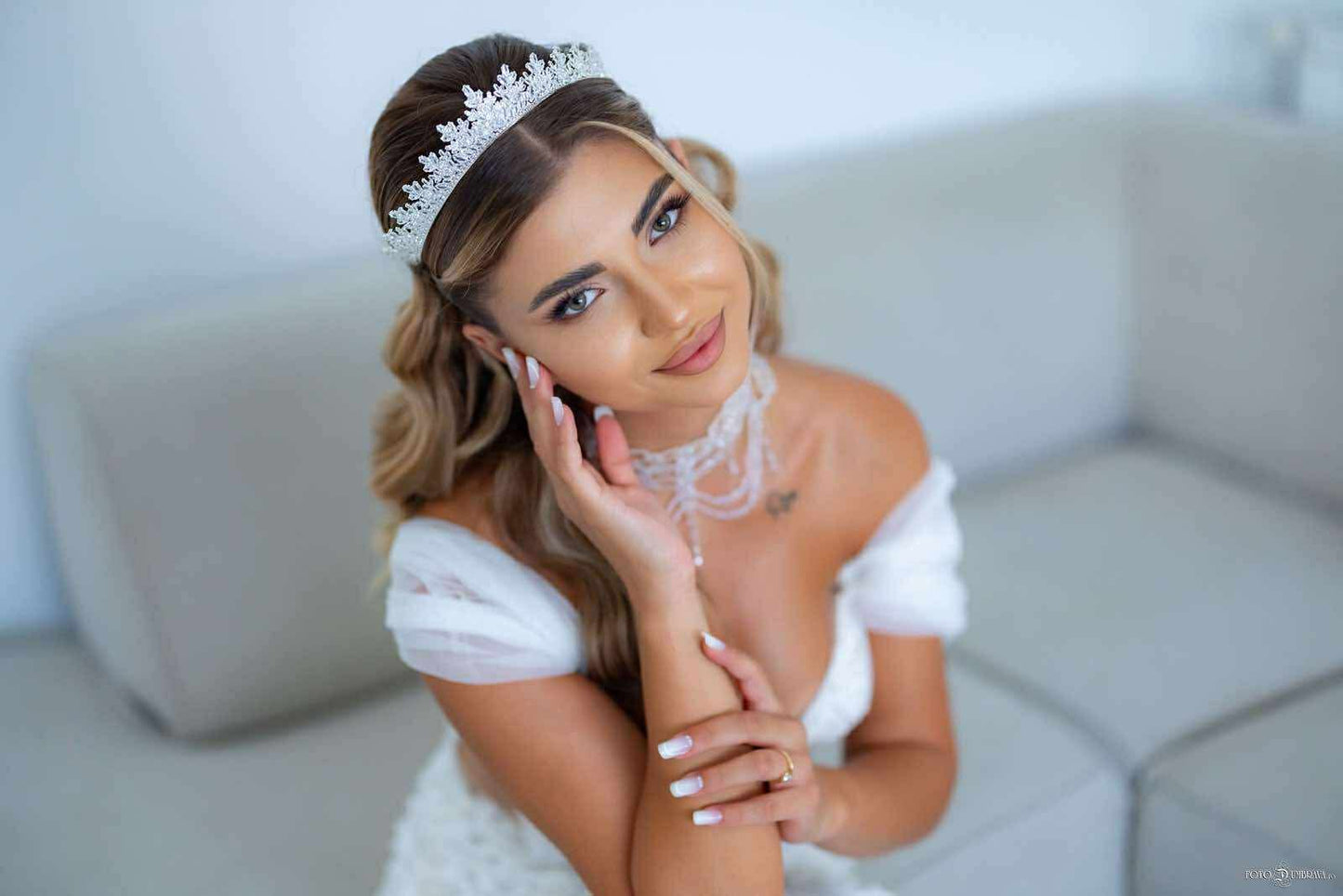Coronita mireasă cristale zirconiu Alexia - Daylis