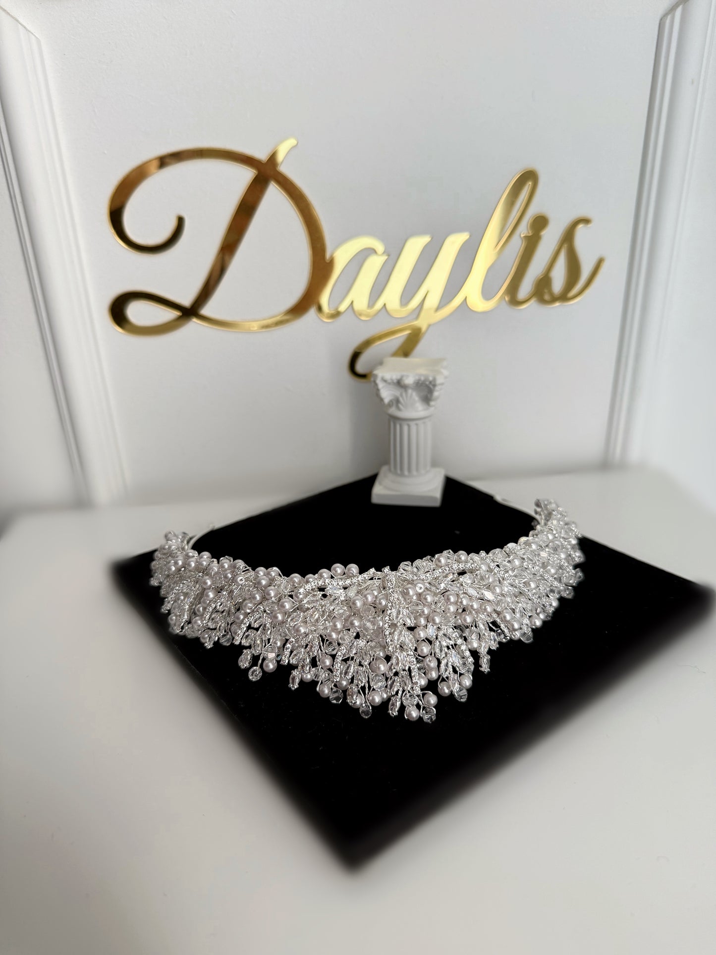 Coronita perle si cristale zirconiu Serena - Daylis