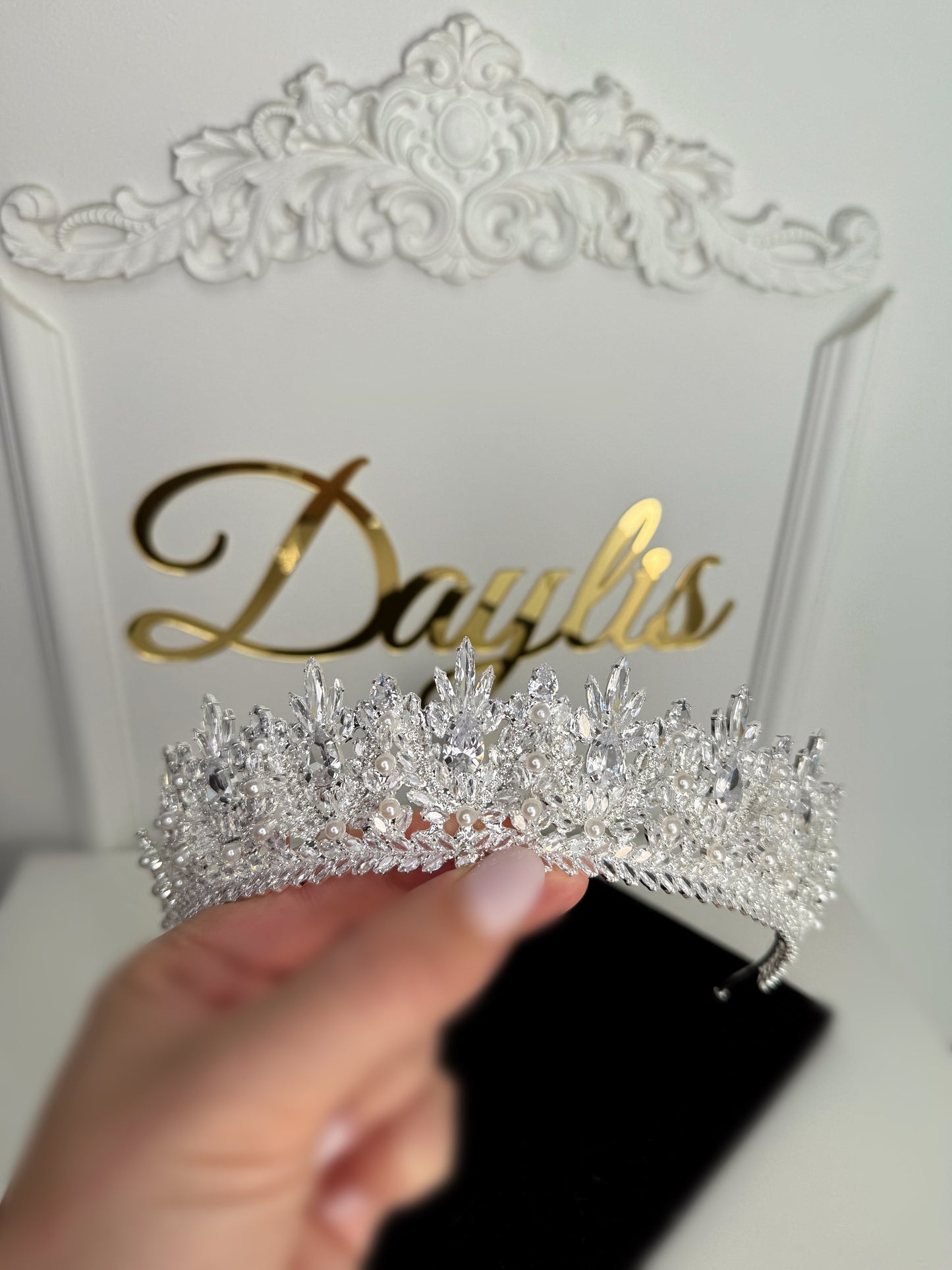 Coronita cristale zirconiu si perle Claire - Daylis