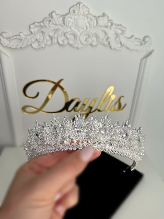 Coronita cristale zirconiu si perle Claire - Daylis