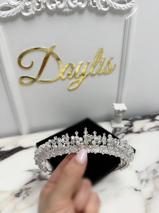 Coronita cu perle si cristale zirconiu - Ofelia Daylis