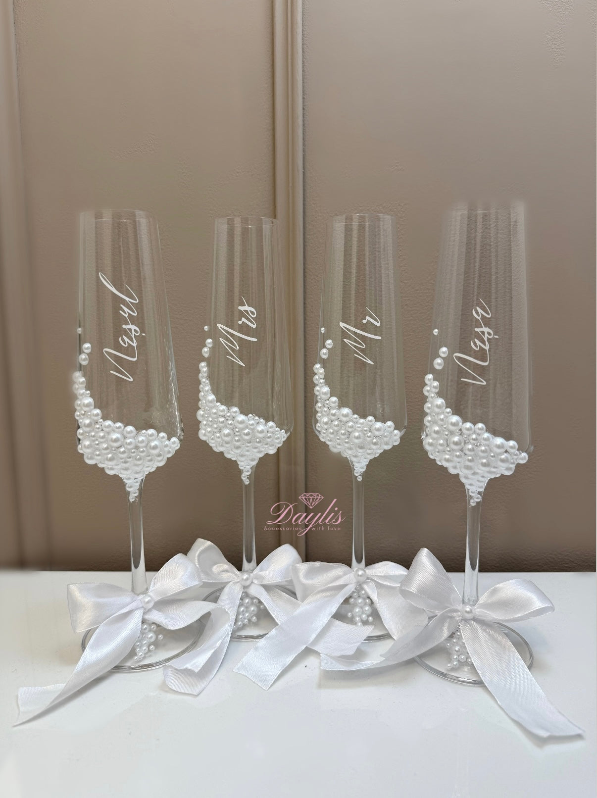 Set pahare personalizate cu perle Pearl Grace - Daylis