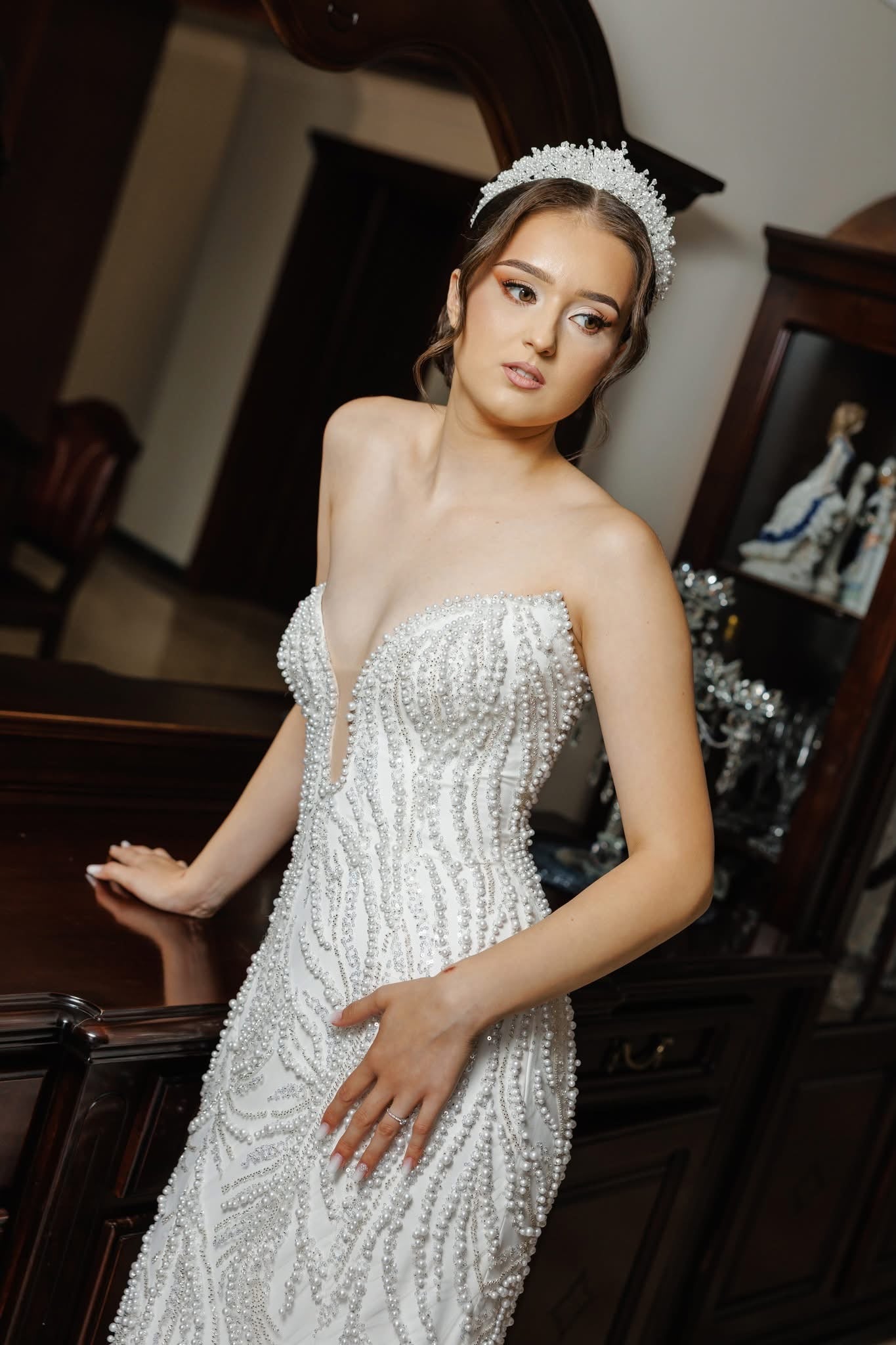 Coronita mireasa cu perle Zonia Daylis