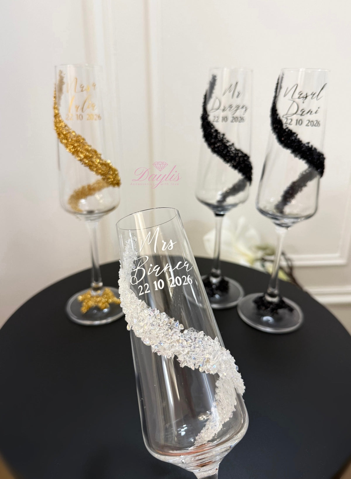 Pahare miri Black & White Crystal - Daylis