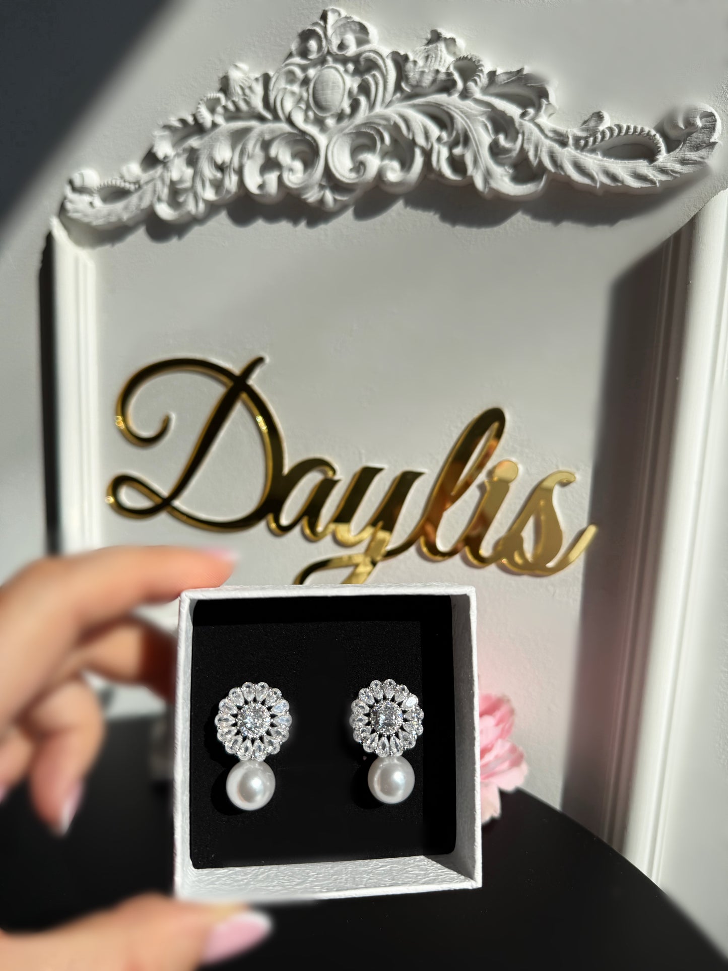 Cercei cristale zirconiu si perla - Esra - Daylis
