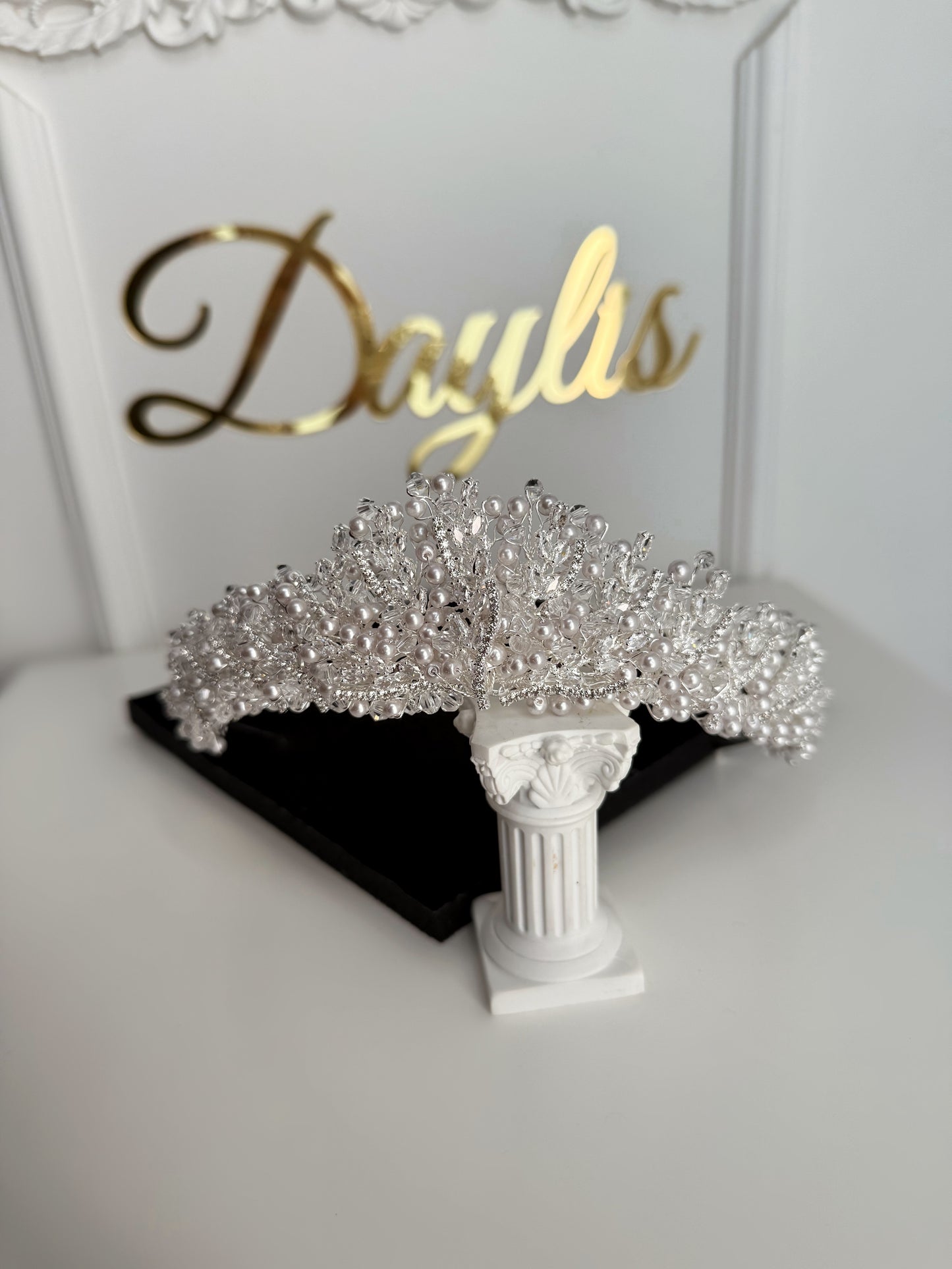 Coronita perle si cristale zirconiu Serena - Daylis