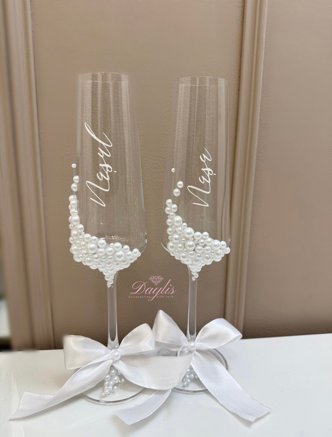 Set pahare personalizate cu perle Pearl Grace - Daylis