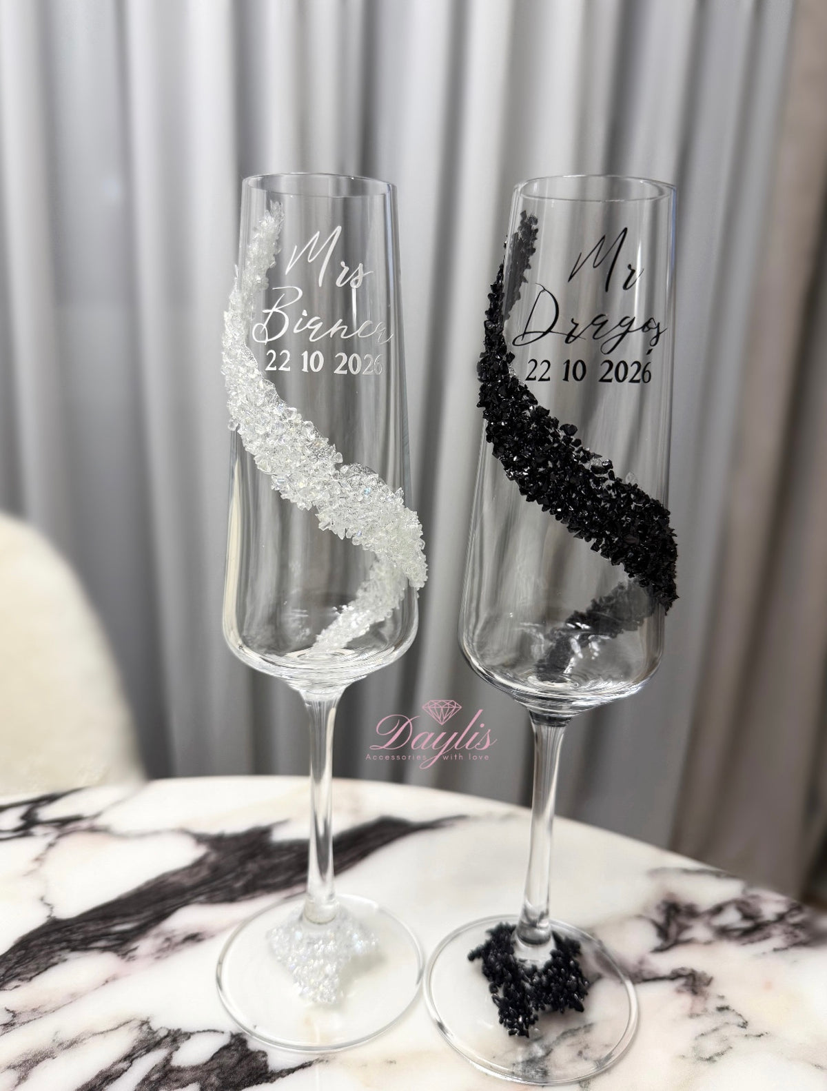 Pahare miri Black & White Crystal - Daylis