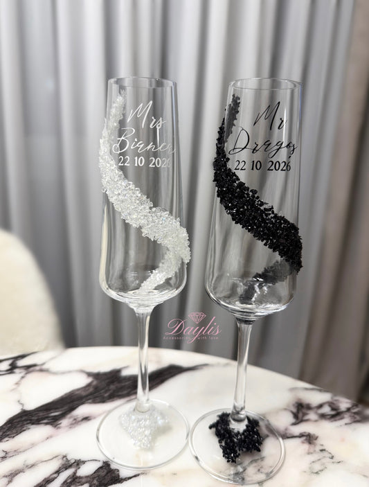 Pahare miri Black & White Crystal - Daylis