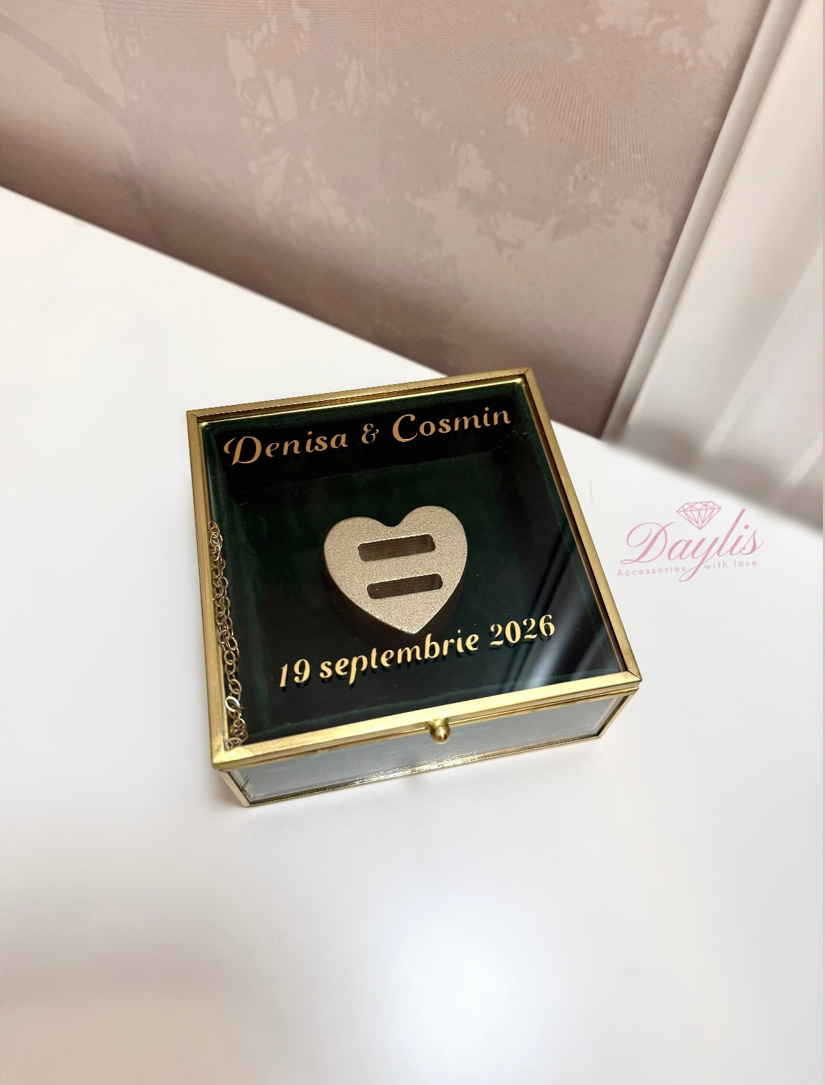 Cutie pentru verighete personalizata - catifea - Daylis