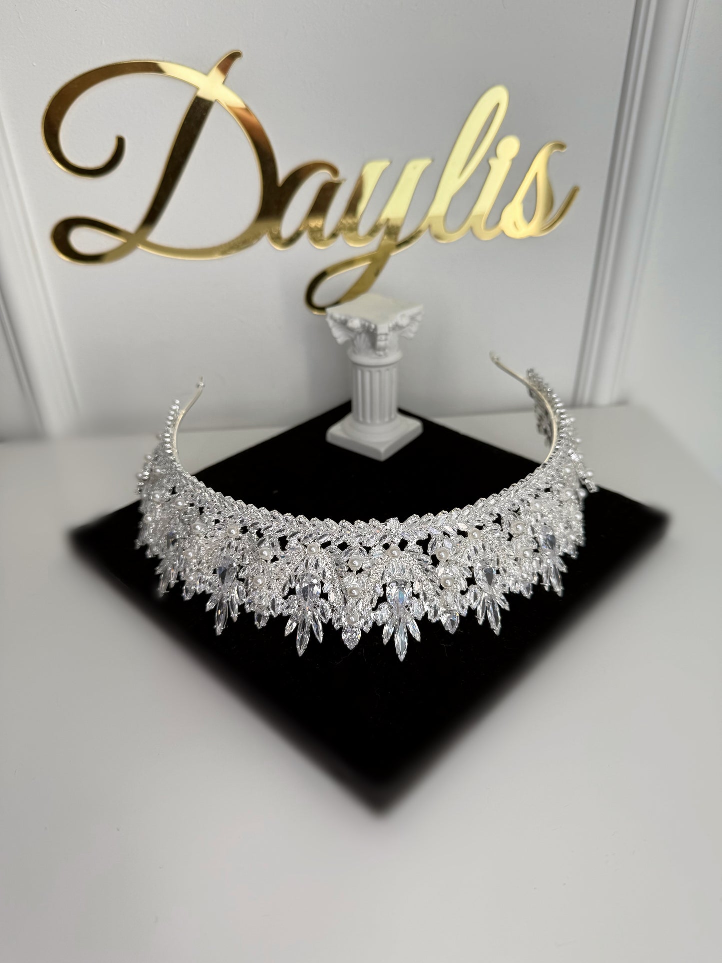 Coronita cristale zirconiu si perle Claire - Daylis