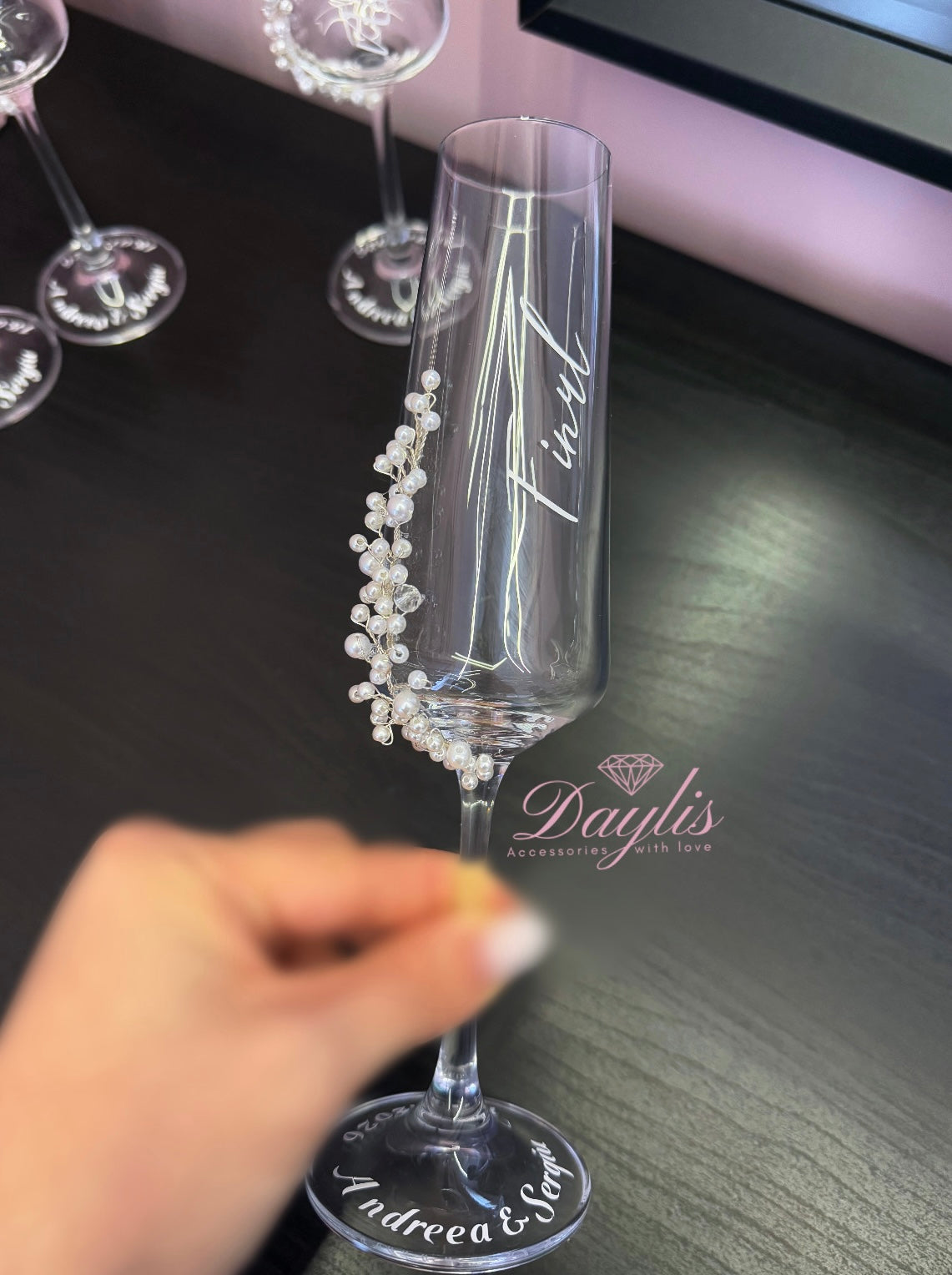 Pahare personalizate cu perle împletite - Daylis